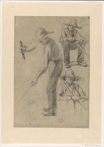 Skizzenblatt mit Studien eines Gärtners von George Hendrik Breitner