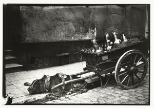 Zughund vor einem Wagen mit Fässern von George Hendrik Breitner