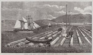 Kanadischer Holzhandel, ein Floß auf dem St. Lawrence von George Henry Andrews