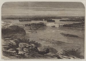 Fortschritt des Prinzen von Wales in Kanada, Blick auf einen Teil der Stadt und des Flusses Ottawa vom Barrack Hill, dem Standort der neuen Parlamentsgebäude von George Henry Andrews