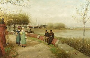 Ein Austausch von Komplimenten - Muiden, Nordholland, ca. 1881 von George Henry Boughton