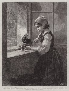 Das Cottage-Fenster, in der Suffolk-Street-Ausstellung zur Linderung der Not in den Baumwollbezirken von George Henry Boughton