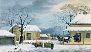 Heim zu Thanksgiving, graviert von J. Schulfer, veröffentlicht von Currier und Ives, 1867
