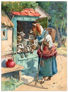 Mutterziege und ihre Kleinen, Illustration aus 