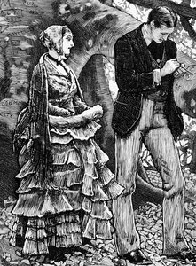 Illustration einer Frau, die einen Heiratsantrag ablehnt von George Housman Thomas