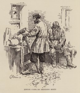 Jüdische Schuster reparieren Stiefel von George Hutchinson