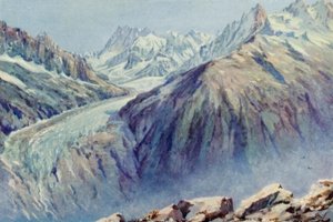 Das Mer de Glace von La Flegere (Farblithografie)