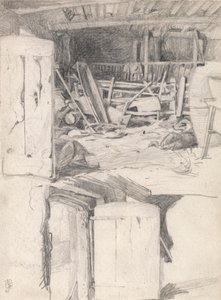 Studie für "Die Gans", 1867: Innenraum einer Scheune