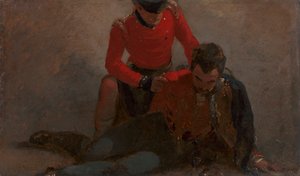 Ein 42. Highlander betreut einen General der 7. Husaren, möglicherweise Henry William Bayly, erster Earl of Uxbridge, später erster Marquess of Anglesey: eine Studie für 