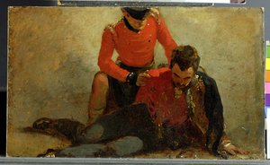Ein Highlander, Black Watch, der einem General der Husaren, möglicherweise Lord Uxbridge, dient: eine Studie für 