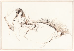 Eine Frau, die auf einem Kissen liegt