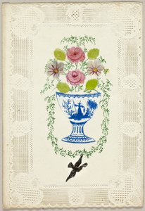 Ohne Titel (Valentinskarte: Vase mit Blumen und Vogel) von George Kershaw