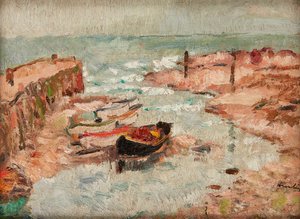 Gestrandete Boote, Lower Largo von George Leslie Hunter