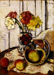 Stillleben mit Äpfeln und Nelken von George Leslie Hunter