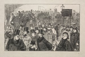 Der lebendige Strom an der London Bridge - Auf der Brücke, 1863
