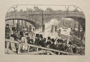 Der lebendige Strom an der London Bridge - Unter der Brücke von George Louis Palmella Busson Du Maurier