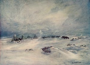 Ein Blizzard an der Barriere, ca. 1908, 1909 von George Marston