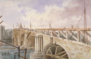 Abrissarbeiten an der Blackfriars Bridge, 1864 von George Maund