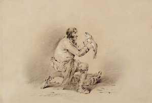 Fischer hält einen Fisch von George Morland