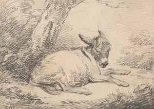Studie eines Esels unter einem Baum von George Morland