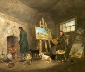 Der Künstler in seinem Atelier und sein Mann Gibbs, 1802 von George Morland