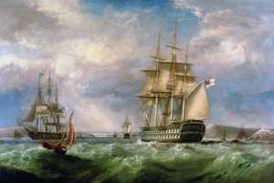 Britische Kriegsschiffe segeln in den Hafen von Cork