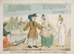 Ein zärtlicher Abschied am Grand Junction Canal, graviert von Roberts, 1810er Jahre von George Moutard Woodward