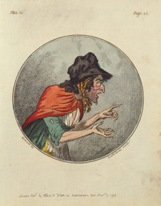 Karikatur einer alten Frau, geätzt von Isaac Cruikshank von George Moutard Woodward