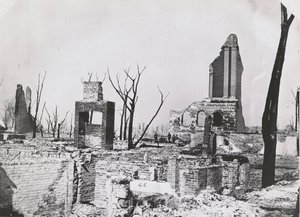 Ruinen des Gebäudes der Chicago Historical Society nach dem großen Chicago-Feuer, 1871