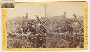 Stereograph der Ruinen des Mammoth Store von Field & Leiter nach dem Chicago-Feuer von 1871, 1871 von George N. Barnard