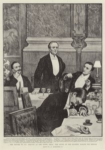 Das Abendessen für Mr. Asquith im Hotel Cecil, der Ehrengast hält seine Rede von George Percy Jacomb Hood