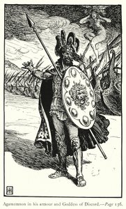 Die Ilias: Agamemnon in seiner Rüstung und die Göttin der Zwietracht von George Percy Jacomb Hood