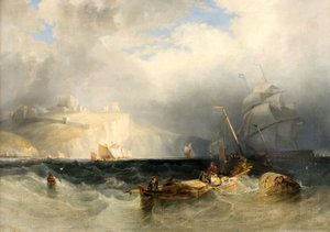 Französische Fischerboote in einem Sturm vor Dover von George Philip Reinagle