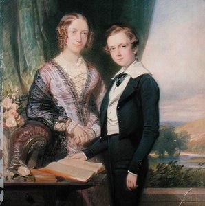 Porträt eines unbekannten jungen Mannes neben seiner Mutter von George Richmond