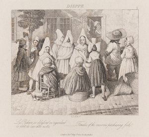 Frauen kaufen Fisch, Dieppe, um 1821 von George Robert Lewis