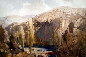 Ein Fluss, der durch eine felsige Schlucht fließt von George Robert Rushton
