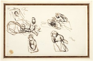 Kinder auf dem Boden sitzend, möglicherweise Studien für Kleinkind Shakespeare mit Tragödie und Komödie von George Romney