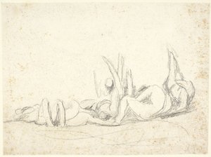 Gruppe leidender Figuren am Boden (Studie für Howard besucht Gefängnisse?) von George Romney