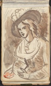 Halbporträt einer Dame mit Hut von George Romney