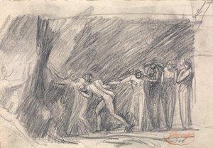MacBeth in der Hexenhöhle: Zweiter Besuch, oder Canidia und der Jüngling, oder Die Öffnung der Arche von George Romney
