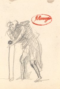 Möglicherweise eine gebückte Figur mit Stock aus „Alter“ von George Romney