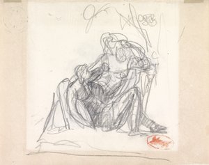 Liegende Frau und andere Figuren