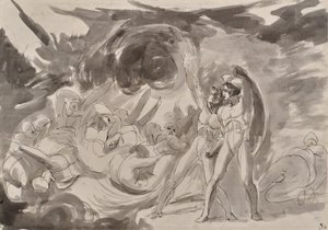 Satan beobachtet die gefallenen Engel von George Romney