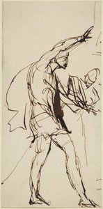 Skizze für die Figur von Macbeth in der Bankettszene aus Macbeth von George Romney