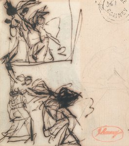 Stehende Figur mit erhobenem Arm und sitzende Figur von George Romney