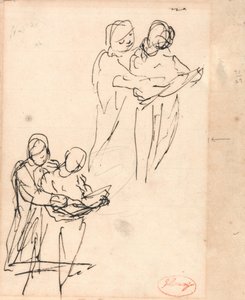 Studien von Kindern, die ein Buch untersuchen von George Romney