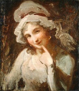Studie einer lächelnden jungen Frau von George Romney