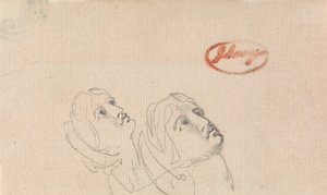 Zwei Köpfe, die nach oben schauen von George Romney