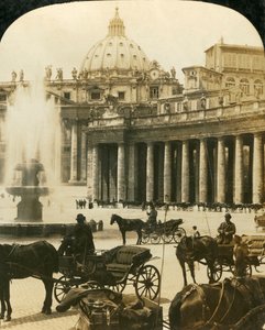 Kutschen am Brunnen auf dem Petersplatz, Rom, Italien, um 1909