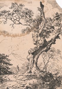Mann und großer Baum in Landschaft von George Samuel